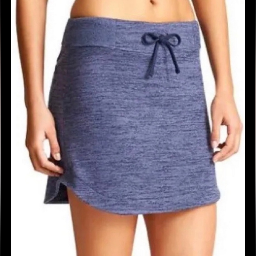 ATHLETA Skirt Down Play Knit Gray Heathered Drawstring A Line Mini Active Yoga